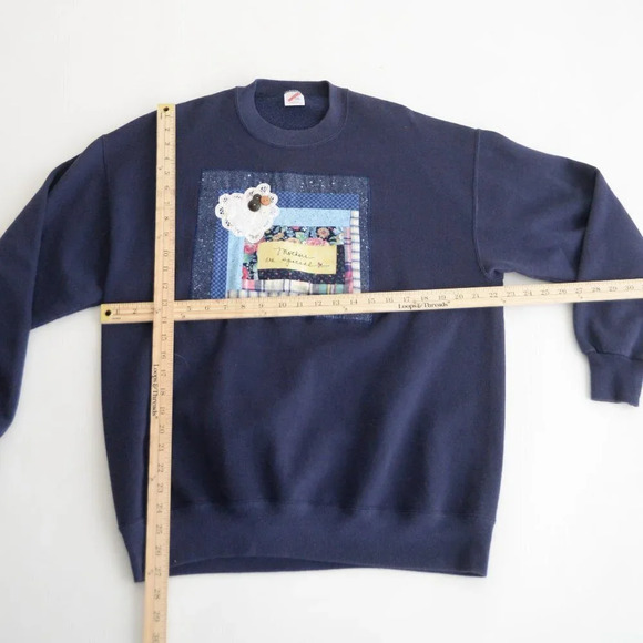 Vintage Jerzees Navy Mothers Are  Special Lace Detail Crewneck Sweater XXL - Picture 4 of 10